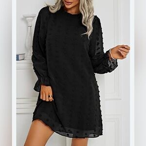 Long Sleeve Black Shift Dress